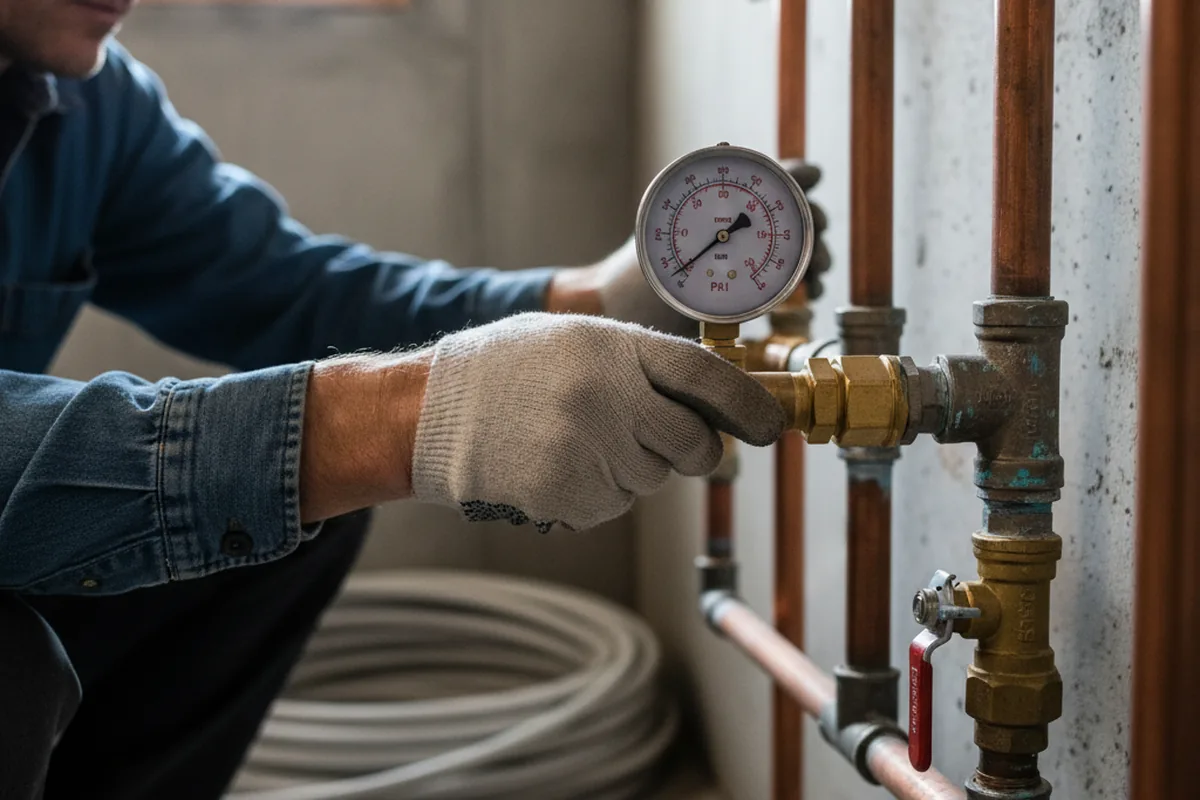 Pressure testing a repaired line during Water Line Repair in Island Heights